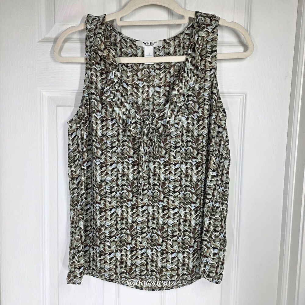 White House Black Market Sleeveless Blouse Multi-color Earth Tones Women's Small